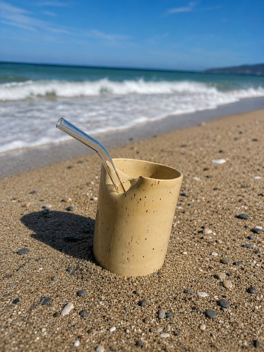 Tasse avec paille "DOLCE VITA SABLE"